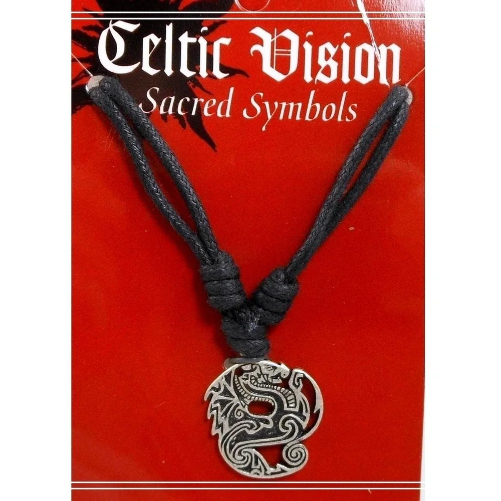 Vintage 1990's Rare New Celtic Vision Sacred Symbols Dragon Necklace Pendant